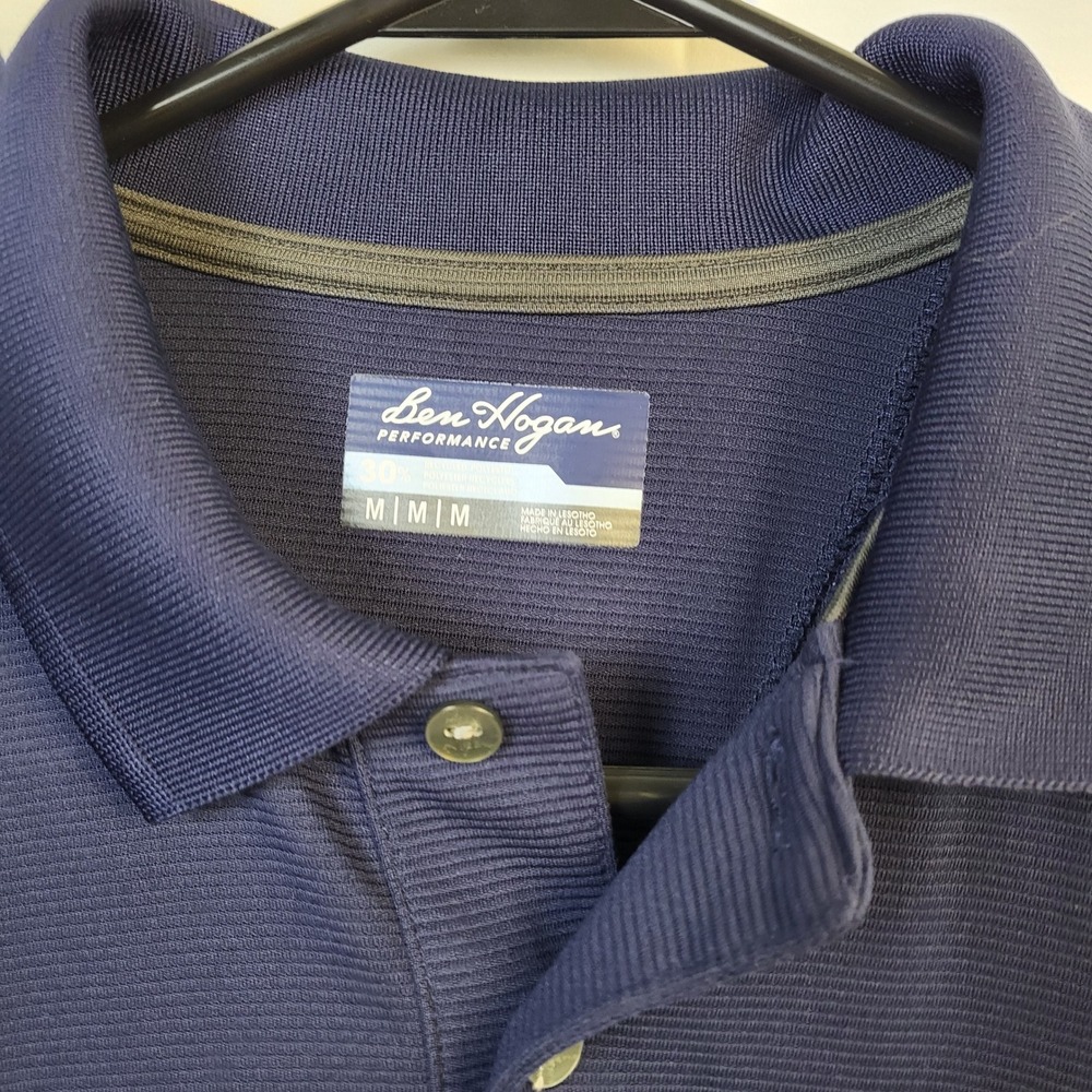 Ben Hogan Performance Mens Navy Blue Micro Stripe Golf Polo Shirt Medium WT5171‎ - Picture 3 of 5